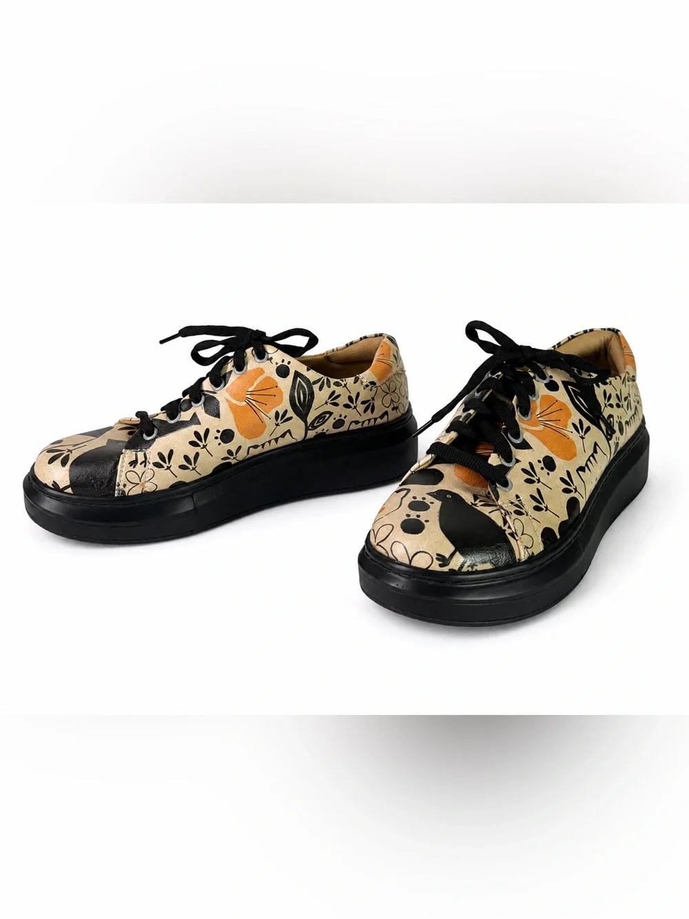 DOGO Myra Go Home Monochrome Cats Chunky Platform Vegan Sneakers Women’s Size 6